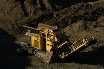 Heavy Dump Truck Unloading Construction Materials at Infrastructure Development Site