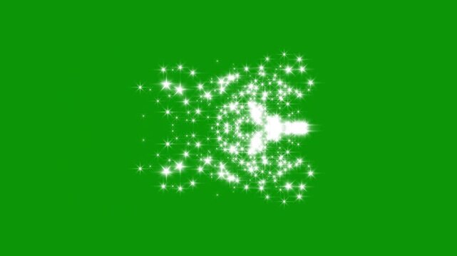 Glowing twinkling glitter stars line, glowing doodle stars, magic sparkles glitter line stars, white twinkling star, sparkle path white twinkling stars line on green screen. 4k animation