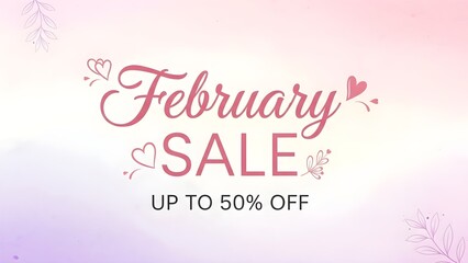 February sale promotion with floral elements