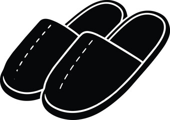 Obraz premium Simple black and white illustration of a pair of comfortable house slippers icon