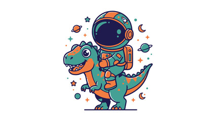 Obraz premium Astronaut Riding a Dinosaur in Outer Space.