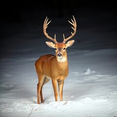 Brown deer in darkness with chiaroscuro lighting