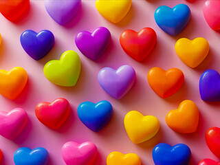 Many colorful hearts