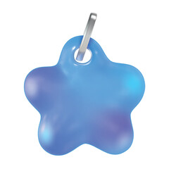 Cute blue star charm 3D vector illustration. Volumetric star shape with soft render style isolated on transparent background