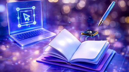 Digital Education Concept with Open Book, Online Learning Interface and Smart Pen Technology for Knowledge Creation and Study Workflow