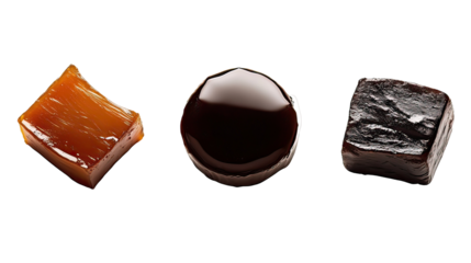 Assorted gourmet chocolates on transparent background