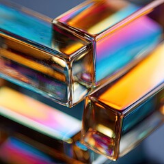 Abstract Colorful Geometric Glass Blocks