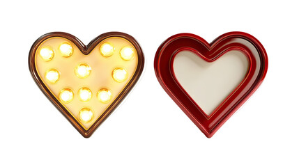 Heart-shaped light signs with transparent background