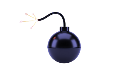 Classic Round Bomb with lit fuse and sparks