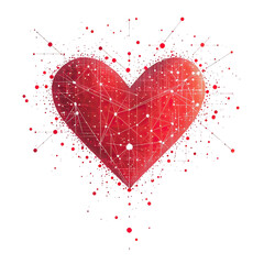 Abstract red heart with connected dots