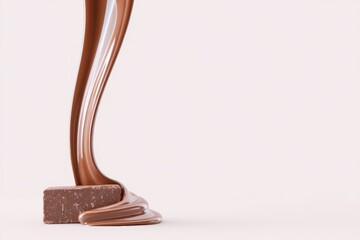 Smooth, flowing chocolate cascading over a rich, dark chocolate square, creating an enticing visual of indulgence and sweetness, perfect for dessert concepts and culinary delights