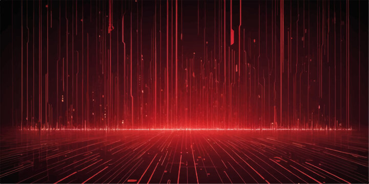 Shiny red abstract background with glowing neon light waves and a bright star design for a Christmas party stage backdrop