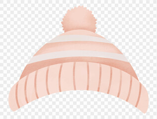Watercolor winter knit hat with pom pom cozy illustration vector.