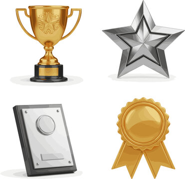 Create a kinds of deferent Award 3d icon - 3d rendering of award icon vector art with white background..