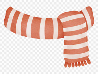 Watercolor orange striped winter scarf cozy illustration vector.