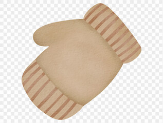 Watercolor beige winter mitten cozy illustration vector.