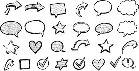 Collection of various speech bubbles and icons