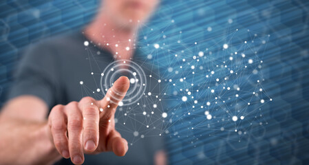 Man touching a network concept