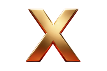 Gold and Red Letter X Icon