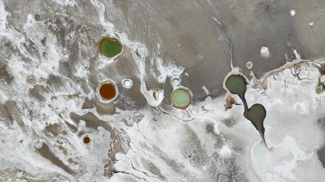 Aerial view of saline pond in Salar de Antofalla