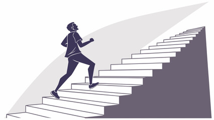 Silhouette of a person climbing stairs, representing progress and personal growth.