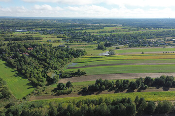 Overflowing river causing farmland destruction in Poland