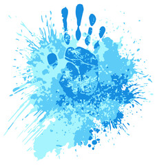Obraz premium Blue Paint Handprint Splash