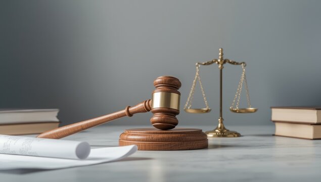 Judge's mallet involved in courtroom decisions, highlighting judicial process and authority, legal justice observance