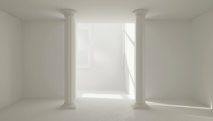 Naklejka premium Minimalist white wall and ceiling section, interior background for design layout