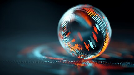 Illuminated globe, data-driven, showing financial market trends, and abstract digital representation