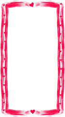 Fototapeta premium Pink hand-drawn heart frame isolated on transparent background, romantic brushstroke border PNG