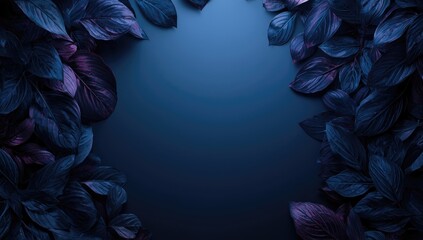 Dark blue and purple Alpinia leaf backdrop used for layout or branding purposes