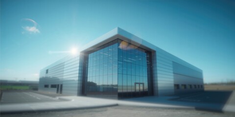 Obraz premium Contemporary structure with aluminum panels and glass windows, used for urban signage or layout design
