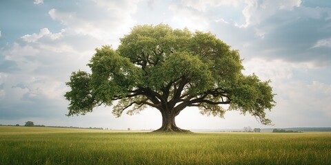 Oak in open landscape with overcast weather, illustrating natural erosion risk