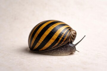 Fototapeta premium Zebra Nerite Snail Set Against a Light Matte Backdrop with Texture