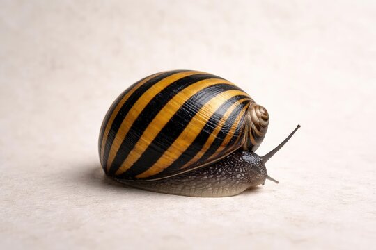 Zebra Nerite Snail Set Against a Light Matte Backdrop with Texture
