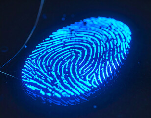 Blue Digital Fingerprint Scan Biometric ID Security Technology