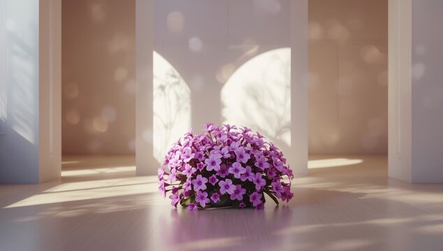 African violet house plant, emphasizing leaf patterns and vibrant blooms, suitable for decorative plant displays