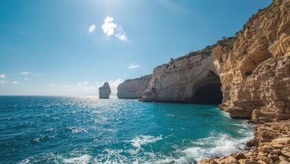 Cliffs of Malta showing steep limestone faces overlooking the ocean, ideal for landscape photography