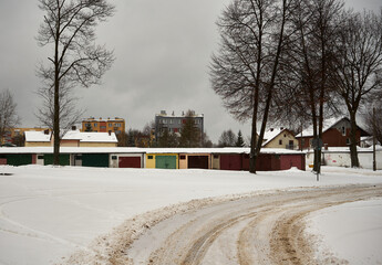 garaże ,zima  © Marcin Łazarczyk