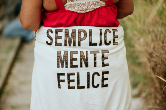 Simply happy message on a garment