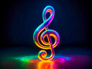 Glass Treble Clef on Black Background