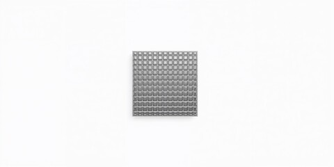Metal mesh with square cells on white background designed for architectural applications, highlighting strength and flexibility