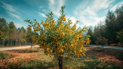 Obraz premium Berberis vulgaris plant bearing edible berries, cultivated for their acidic flavor, Earth Day