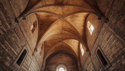 Oseira monastery's Romanesque ceiling featuring barrel vaults and thick walls, showcasing medieval construction techniques