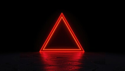Red geometric triangle light reflection on black backdrop, used for digital interface backgrounds