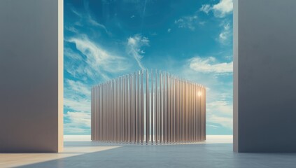 Construction framework with steel columns and beams, focusing on safety measures against weather exposure