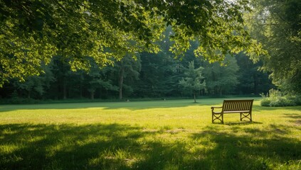 Fototapeta premium Serene park landscape with walking trail and lush greenery, ideal for leisure and relaxation
