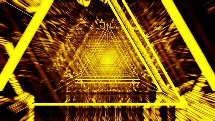 Golden yellow triangle waved tunnel VJ loop background