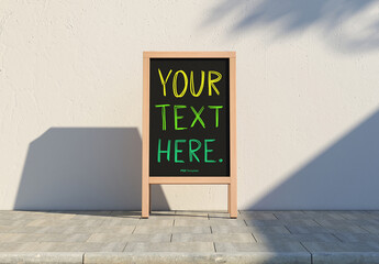 Wooden Chalkboard Menu Mockup on City Street